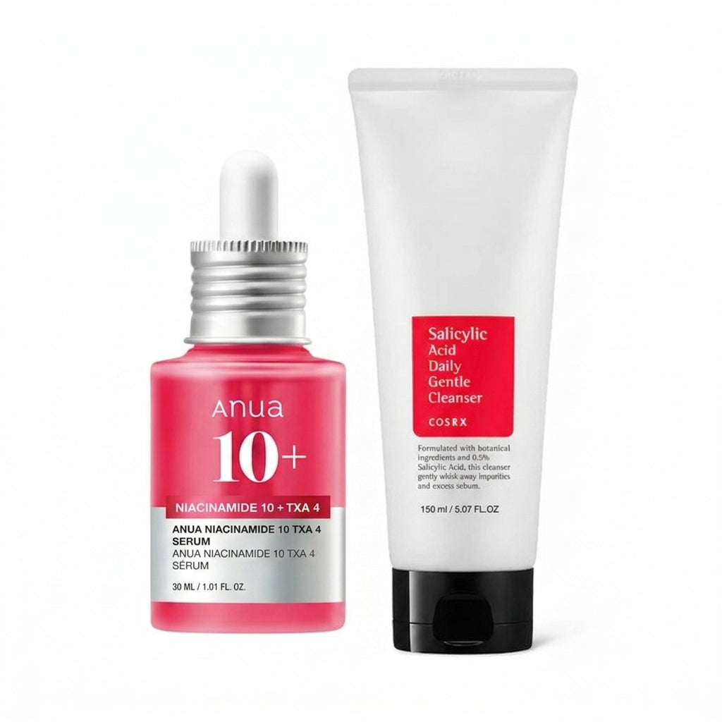 COSRX Salicylic Acid Cleanser + Anua Niacinamide 10% + TXA 4% Serum